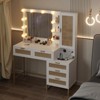 Vanity Desk with Mirror and 3 Colors Lights - 45.3'' Modern Makeup Vanity with 5 Storage Drawers and Power Outlet,Suitable for Bedroom - 2 of 4
