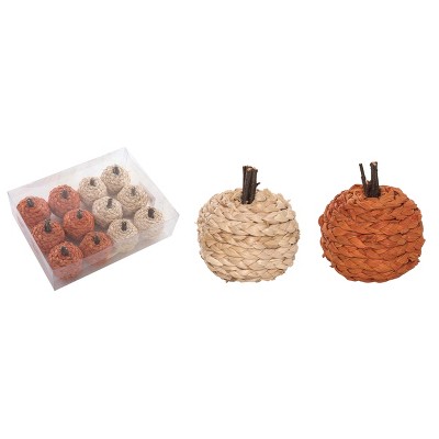 Transpac Natural Fiber 10.5 in. Multicolor Harvest Rattan Braided Pumpkin Set of 12 In Crate