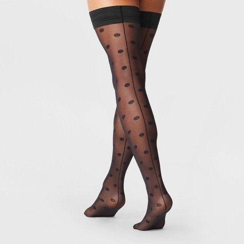 Women's Patterned Sheer Fashion Knee Highs - A New Day™ Black One Size Fits  Most : Target