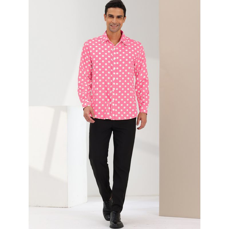 Lars Amadeus Men's Polka Dots Long Sleeves Dress Button Down Shirt, 3 of 7