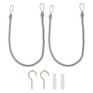 Unique Bargains Braided Decorative with Screw Hooks & Bolts Curtain Holdback Cord 2 Pcs - 1 of 4
