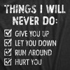 Womens Things I Will Never Do T Shirt Funny Song List Parody Tee For Ladies - Crazy Dog Women's T Shirt - image 2 of 4