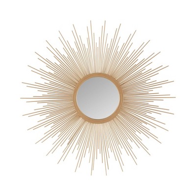 Photo 1 of 29.5 Dia Fiore Sunburst Round Decorative Wall Mirror Gold