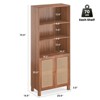 FURNIinspire Decorative Bookshelf 5 Shelf Bookcase With Rattan Doors, Standing Storage Cabinet, Storage Shelves, Nature, 14.6"*29.9"*70.9" - 3 of 4