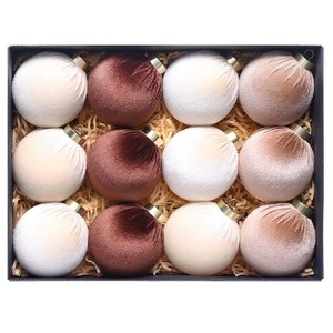 12 PCS Festiva Christmas Tree Ornaments Velvet Balls for Xmas Decor- Multicolor - 1 of 4