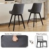 Modern Gray Bar Stool Set of 2, 360° Swivel Bar Stool, Linen Upholstered Counter Height Stool with Button Tufted Back, Footrest, Wooden Bar Chair Set - 4 of 4