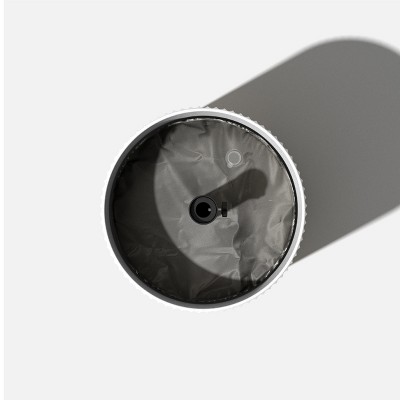 White Concrete-Composite Outdoor Side Table with Umbrella Hole