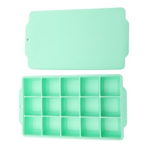 Unique Bargains 15-Cavity Square Ice Tray with Color-Matched Lid Hand Wash Only Silicone Space 7.68"x4.33"x1.38" 1 Pc - 1 of 3