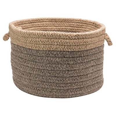 Colonial Mills Chunky NAT Wool Dipped Basket, 18 by 12-Inch, Dark Gray/Beige