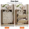 Freestanding Shoe Cabinet, 2 Flip Drawers Shoe Rack with Adjustable Shelf & Metal Legs - 4 of 4