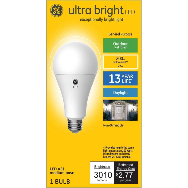 GE Ultra Bright 200W A21 Daylight LED Light Bulbs, 1 of 5