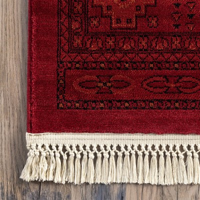 Red 5' x 7' Synthetic Traditional Motif Area Rug