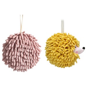 REGALWOVEN 2 Pcs Comfortable Soft Absorbent Chenille Ball Fuzzy Hand Towel for Home Decor - 1 of 4