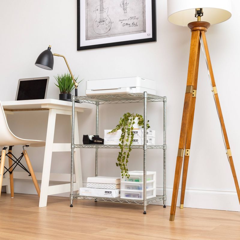 IRIS 3 Tier Metal Wire Shelving Unit Silver, 3 of 9