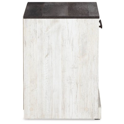 Gray and White 1-Drawer Nightstand with Open Cubby