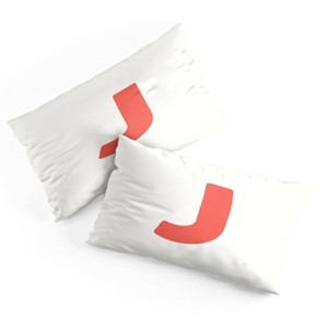 Deny Designs King April Lane Art Block Red Monogram J Microfiber Printed Pillow Sham - 1 of 3