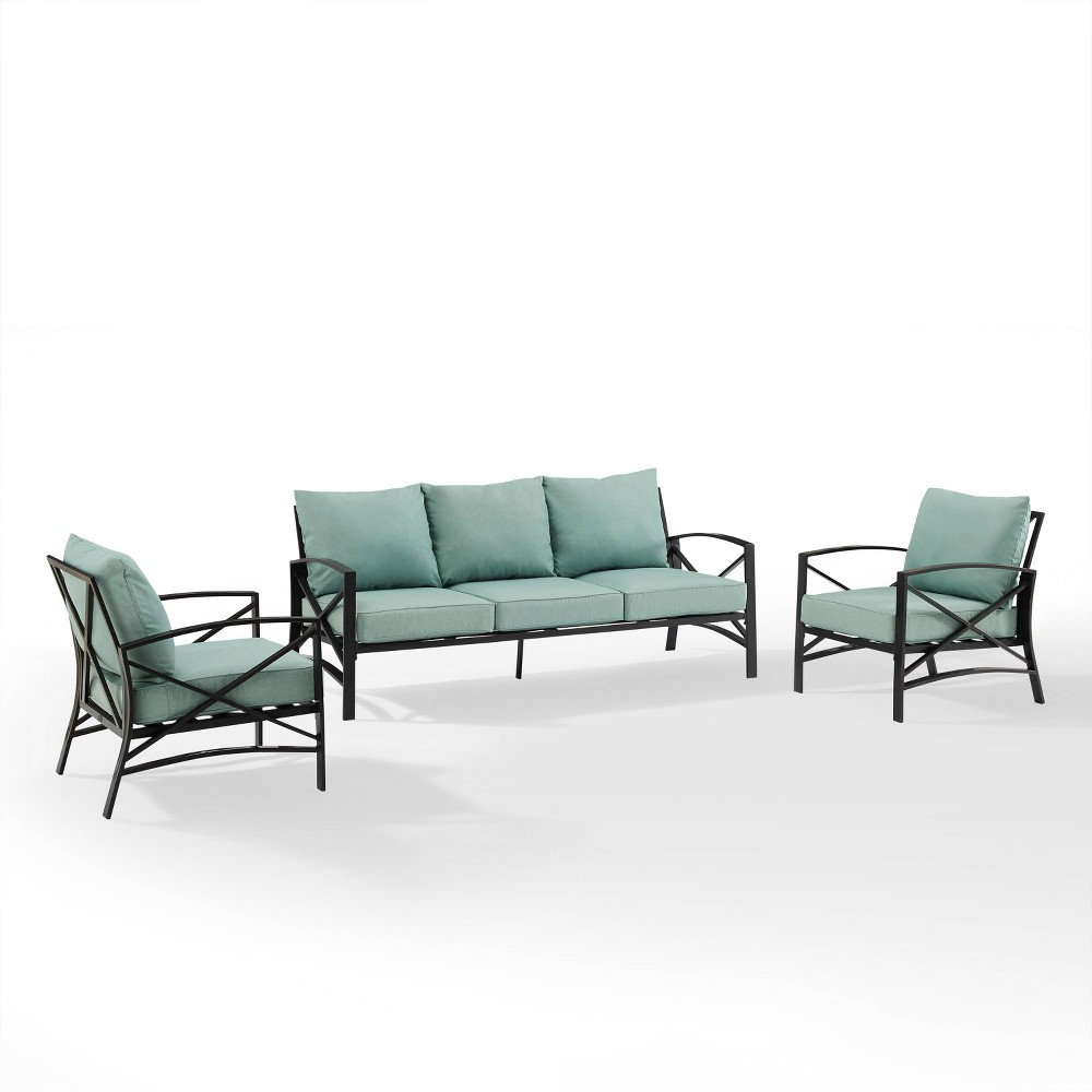 Photos - Garden Furniture Crosley Kaplan 3pc Outdoor Sofa Set with Sofa & 2 Arm Chairs - Mist  