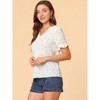 Allegra K Women's Button V Neck Full Placket Short Sleeve Floral Top - 4 of 4