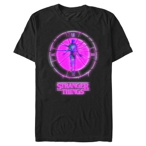 Mens Stranger Things Vecna Bright Neon Pink Badge T Shirt - 1 of 4