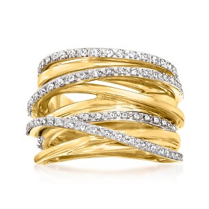 Ross-Simons 0.25 ct. t.w. Diamond Highway Ring in 18kt Gold Over Sterling - 1 of 4