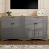 Whisen Farmhouse TV Stand with 2 Drawers for 70" TVs, Wood Grain Sideboard with Adjustable Shelves & Rustic Handles - 2 of 4