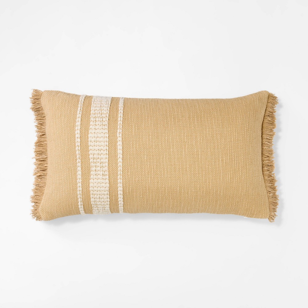 Photos - Pillow Oversized Woven Striped Lumbar Throw  Neutral/Cream - Threshold™ des