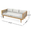 Outdoor 3 Seater Fabric Upholstered Sofa Bed,Acacia Wood Slat Panel Backrest Daybed,Rattan Armrests Patio Chaise Lounges-Coolbibila - 4 of 4
