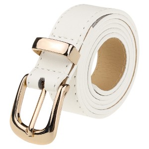 INSPIRE CHIC Women Faux Leather Gold/Silver Buckle Belt 0.9" Waist Belts for Jeans Pants Dresses - 1 of 4