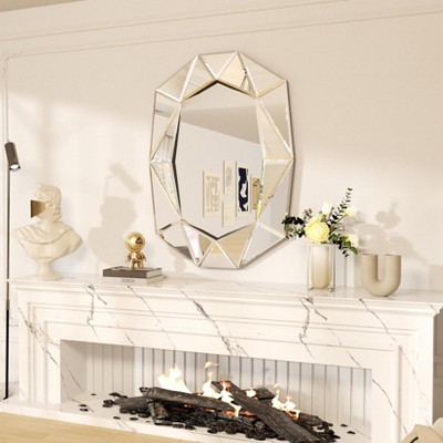 ARTLOGE 3D Handmade Splicing Art Mirror Angled Beveled Wall Mirror Entryway Home Decor, Unique Design Beveled Mirror