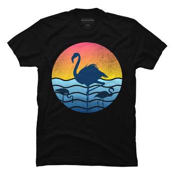 Men's Design By Humans Flamingos Sunset Waves By jun_salazar216 T-Shirt