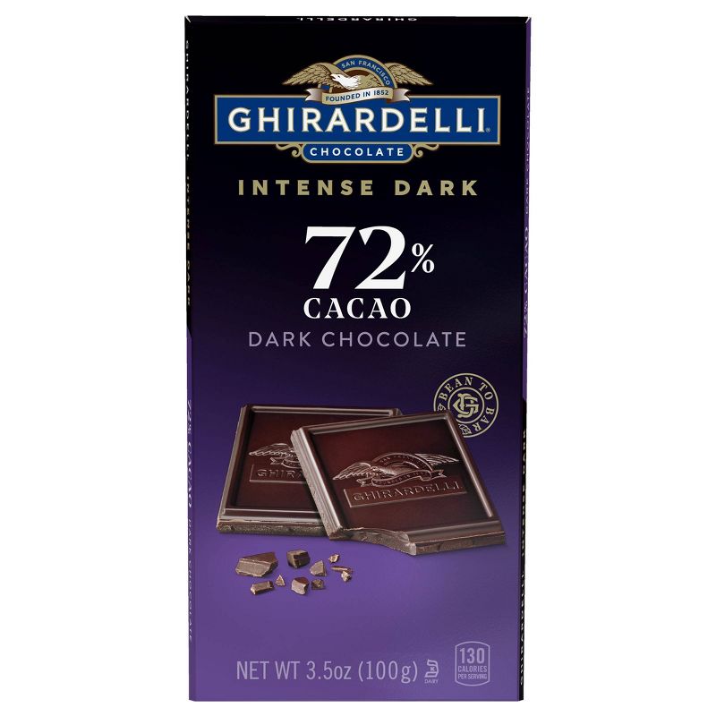 Ghirardelli Intense Dark Chocolate 72% Cacao Candy Bar - 3.5oz, 1 of 7
