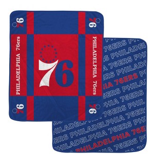 NBA Philadelphia 76ers 60"x70" Reverse Block Wordmark Double Sided Flannel Fleece Blanket - 1 of 3