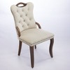 CLIHOME Set of 2 Vintage Velvet Dining Chair with Handmade Tufted Trim, Solid Wood Handles on Top and Sides, Curved Solid Wood Legs - 2 of 4