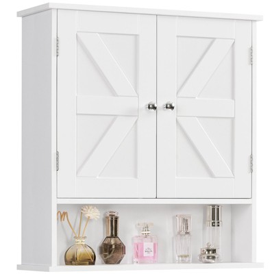 USIKEY Bathroom Wall Cabinet, Bathroom Cabinet with Barn Doors & Adjustable Shelf, Medicine Cabinet for Bathroom