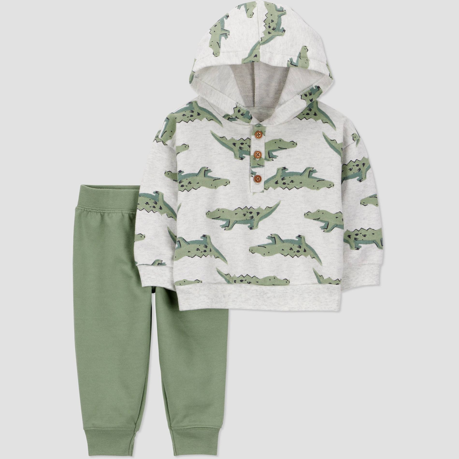 Carter's Just One You® Baby Boys' 2pc Alligator Hooded Sweatshirt and Jogger Pants Set - Green
