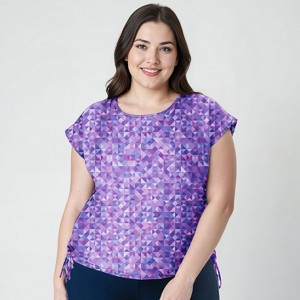 Calypsa Women's Plus Size Daphne Loose Fit UPF 50+ Swim Top - 1 of 4