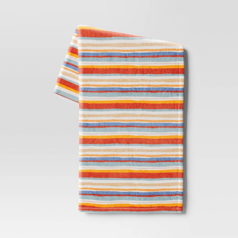 Wavy Striped Printed Plush Throw Blanket - Room Essentials&#8482;, 1 of 6