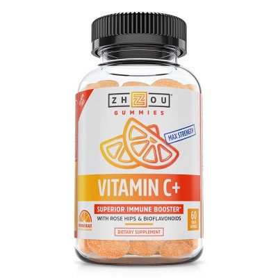 Zhou Vitamin C+ Dietary Supplement Vegan Gummies - Rose Hips & Bioflavonoids - 60ct