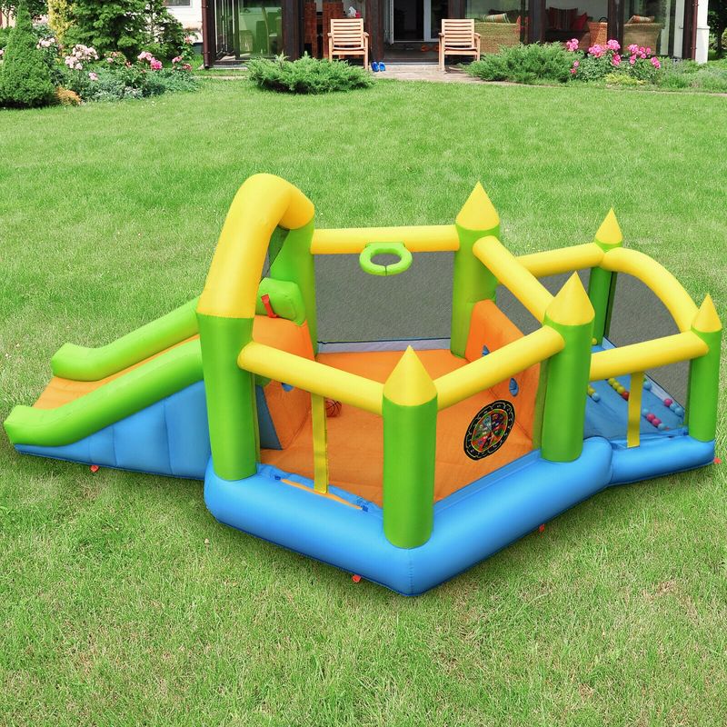 Costway Inflatable Slide Bouncer Ball Pit Basketball Dart Game W/ 735W Blower, 3 of 11