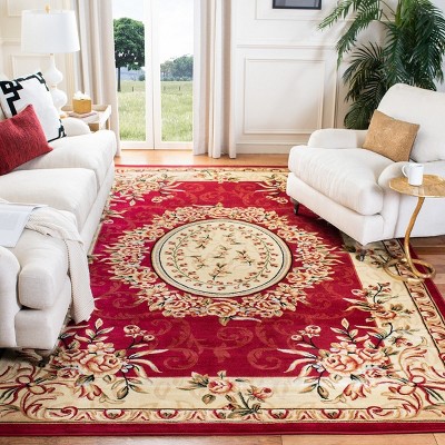 Lyndhurst Red and Ivory Floral Synthetic 9' x 12' Area Rug