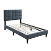 Royal Hampton Twin Bed, Soft Biscuit Tufted Charcoal Gray Linen Upholstery - 2 of 4