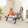 Costway 4-in-1 Kids Picnic Table Set with 3 Removable Bins & Lids Foldable Umbrella - 4 of 4