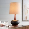 360 Lighting Mid-Century Modern Table Lamp with USB Charging Port 24.5" High Brown Ceramic Off-White Cylinder Shade Bedroom House (Color May Vary) - image 2 of 4