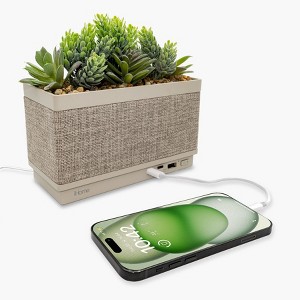 iHome PowerPlant Charging Station with Bluetooth Speaker, Faux Succulent with USB-C and USB-A Charger (iPP60) - 1 of 4