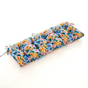 ARTPLAN Patio Bench Tufted Cushion with Tie,Outdoor Loveseat Cushion for Gliders,48x18 Inches,Floral - 1 of 4