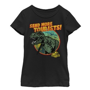 Girl's Jurassic Park Vintage Send More Tourists T-Shirt - 1 of 3