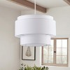 Dewdrop 4-Light Farmhouse Drum Chandelier, 21.65 Inch Large Pendant Light with Beige Fabric Shade, Modern Boho Hanging Fixture - 3 of 4