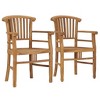 vidaXL 2-Piece Patio Chairs Set in Solid Teak Wood, Weather Resistant Backyard Garden Dining Furniture, Easy Assembly, Brown - 2 of 4