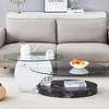 Vynxaria Contemporary Artistic Double Layer Coffee Table - White Marble and Black Marble Collision, Multiple Colors Available - 2 of 4