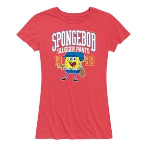 Women's - SpongeBob SquarePants - SpongeBob Slugger Pants Short Sleeve Graphic T-Shirt - 1 of 4